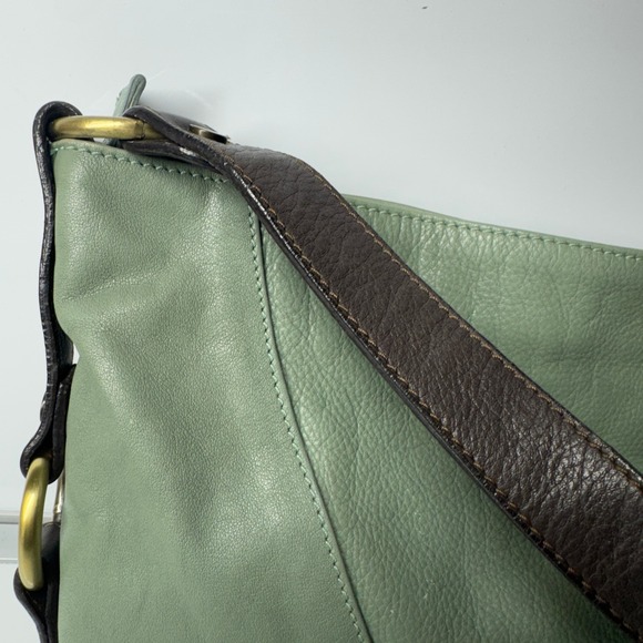 Sundance Made in Italy Leather Shoulder Bag Sage Green Hobo Style - Picture 2 of 16